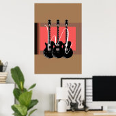 Pop Art Elektrische Gitaar Monogram Initiaal Poster (Thuiskantoor)