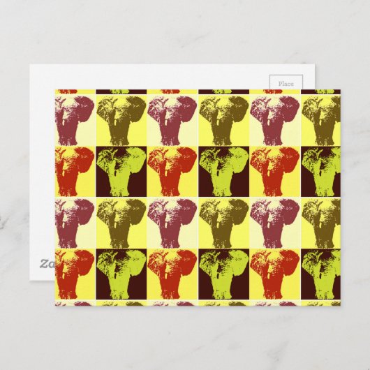 Pop Art Elephant Briefkaart (Voorkant / Achterkant)