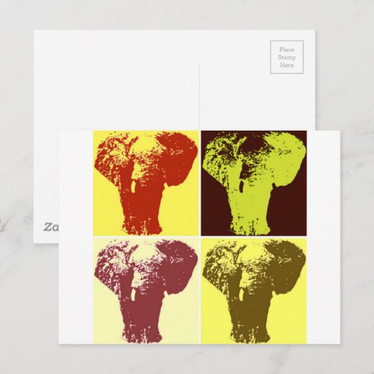 Pop Art Elephant Briefkaart (Voorkant / Achterkant)