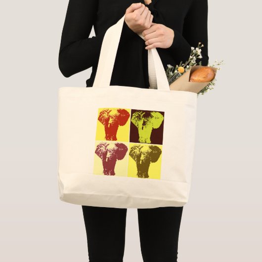 Pop Art Elephant Grote Tote Bag (Voorkant (product))
