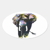 Pop Art Elephant Ovale Sticker (Voorkant)