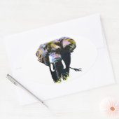 Pop Art Elephant Ovale Sticker (Envelop)