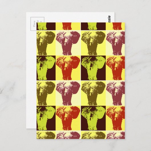 Pop Art Elephant Post Kaarten (Voorkant / Achterkant)