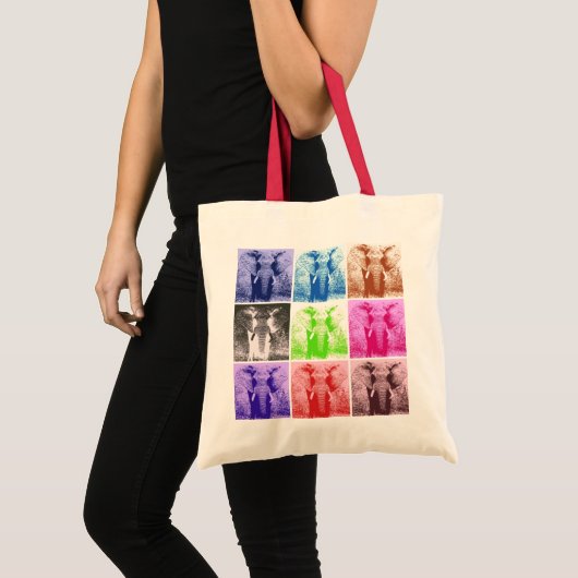 Pop Art Elephant Retro Tote Bag (Voorkant (product))