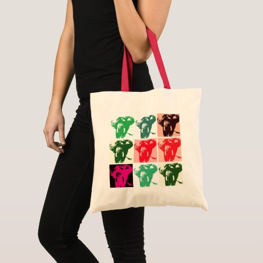 Pop Art Elephant Retro Tote Bag (Voorkant (product))