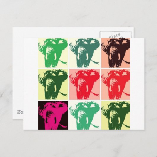 Pop Art Elephants Briefkaart (Voorkant / Achterkant)