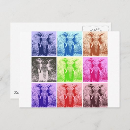 Pop Art Elephants Briefkaart (Voorkant / Achterkant)