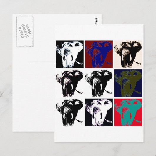 Pop Art Elephants Briefkaart (Voorkant / Achterkant)