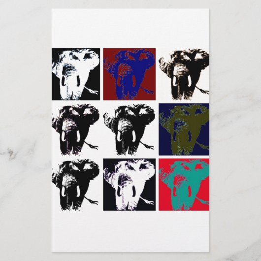 Pop Art Elephants Briefpapier (Voorkant)