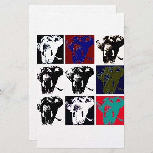 Pop Art Elephants Briefpapier (Voorkant / Achterkant)