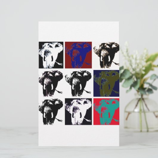 Pop Art Elephants Briefpapier (Staand voorkant)