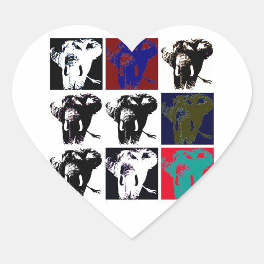 Pop Art Elephants Hart Sticker (Voorkant)