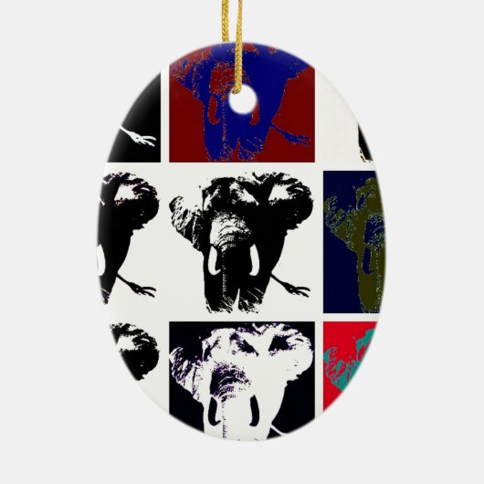 Pop Art Elephants Keramisch Ornament (Achterkant)