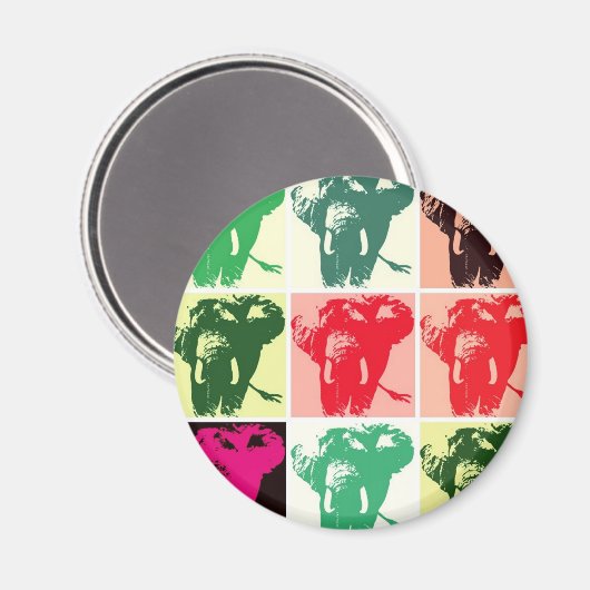 Pop Art Elephants Magneet (Voorkant / Achterkant)