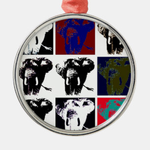 Pop Art Elephants Metalen Ornament