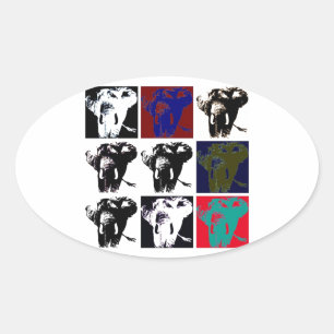 Pop Art Elephants Ovale Sticker
