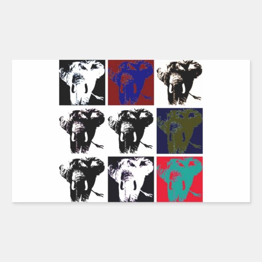 Pop Art Elephants Rechthoekige Sticker (Voorkant)