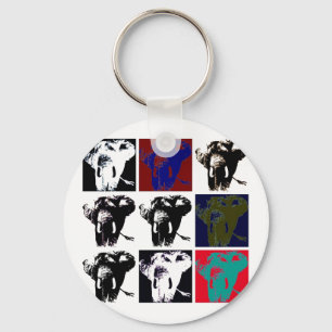 Pop Art Elephants Sleutelhanger
