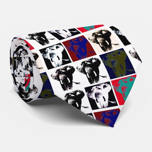 Pop Art Elephants Stropdas (Opgerold)