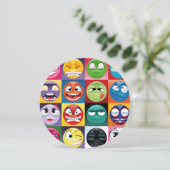 pop art emoji 5.25 x 5.25 Uitnodigingscirkel Kaart (Staand voorkant)