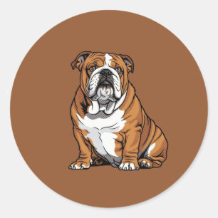 Pop Art Engelse Bulldog Halftone Strip Ronde Sticker
