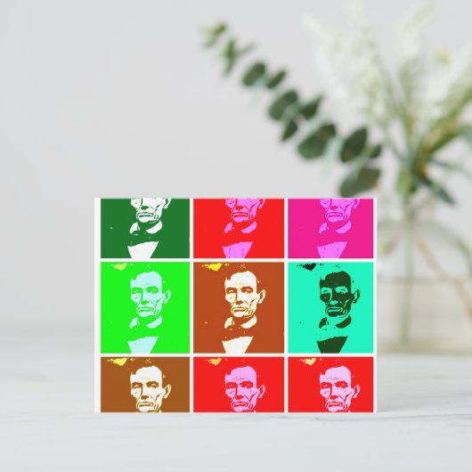 Pop Art.esque Abraham Lincoln Briefkaart (Staand voorkant)