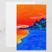 Pop Art Exotische Strandpalmboom Briefpapier (Voorkant / Achterkant)