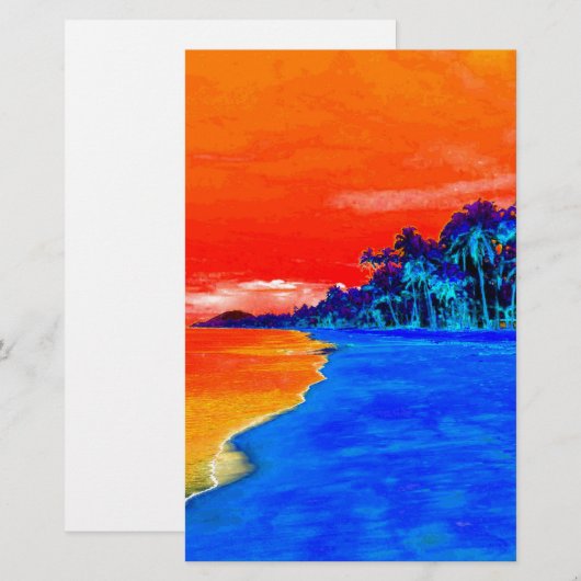 Pop Art Exotische Strandpalmboom Briefpapier (Voorkant / Achterkant)