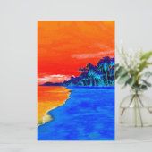 Pop Art Exotische Strandpalmboom Briefpapier (Staand voorkant)