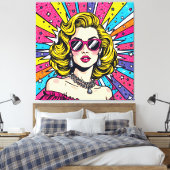 Pop Art Explosie - Retro Glamour Stripverhaal Canvas Afdruk (Insitu (Slaapkamer))