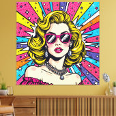 Pop Art Explosie - Retro Glamour Stripverhaal Canvas Afdruk (Insitu (Woonkamer))