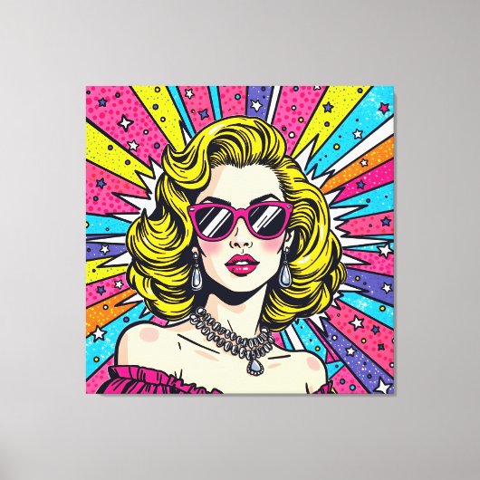 Pop Art Explosie - Retro Glamour Stripverhaal Canvas Afdruk (Voorkant)