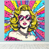 Pop Art Explosie - Retro Glamour Stripverhaal Canvas Afdruk (Insitu (Houten vloer))