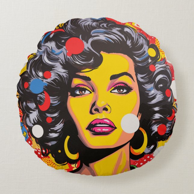 Pop Art Explosion Rond Kussen (Voorkant)