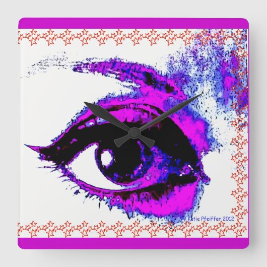 Pop Art Eye Wall Clock van Katie Pfeiffer Vierkante Klok (Voorkant)