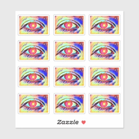 Pop Art Eyes als een vlam gebold Psychedelic Eye Sticker (Vel)