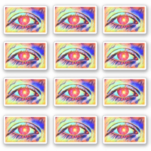 Pop Art Eyes als een vlam gebold Psychedelic Eye Sticker (Voorkant)