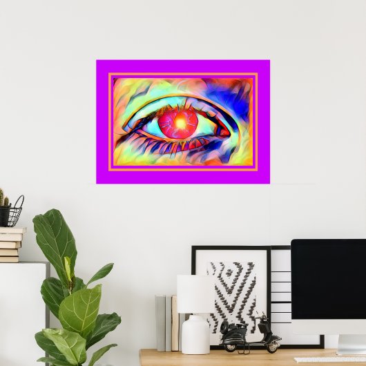 Pop Art Eyes als een vlam gebold Psychedelic Poster (Thuiskantoor)