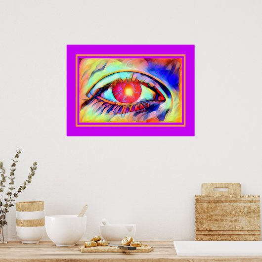Pop Art Eyes als een vlam gebold Psychedelic Poster (Keuken)