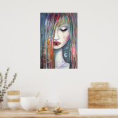 Pop Art Fantasy Woman Asleep Poster (Keuken)