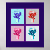 Pop Art Floral Quartet: Levendige tulpen in een va Poster (Voorkant)