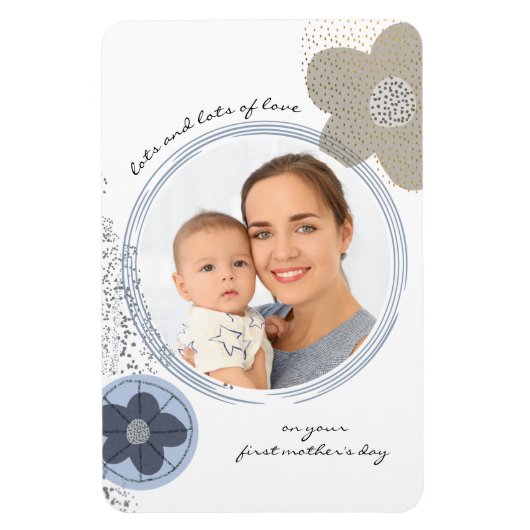 Pop Art Flower Editable Occasion Blue Grey Photo Magneet (Verticaal)