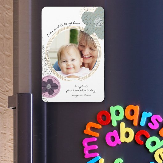 Pop Art Flowers en Splatter Pink Green Photo Magneet