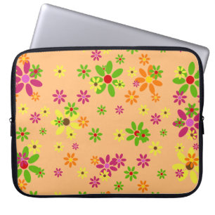 Pop Art Flowers naadloos patroon + uw ideeën Laptop Sleeve