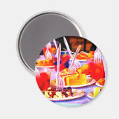 Pop Art Food maakt snacks forks kleurrijk Magneet (Voorkant / Achterkant)