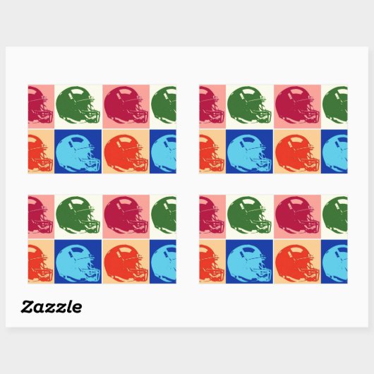 Pop Art Football Helm Rechthoek Sticker (Vel)