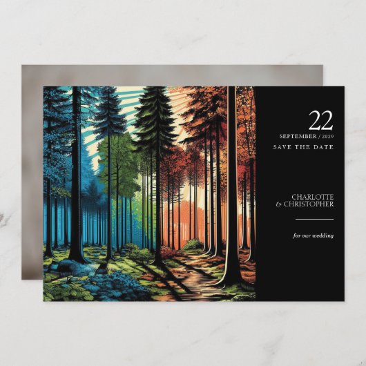 Pop Art Forest Save The Date (Voorkant / Achterkant)