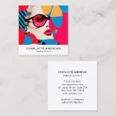 Pop Art Fotocollage Trendy Modern Vierkante Visitekaartje (Voorkant / Achterkant)