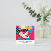 Pop Art Fotocollage Trendy Modern Vierkante Visitekaartje (Staand voorkant)