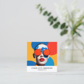 Pop Art Fotocollage Trendy Modern Vierkante Visitekaartje (Staand voorkant)